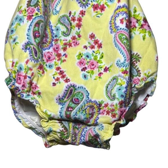 Baby Starters Yellow Paisley Print Open Back Halter Ruffle Butt Romper 9 Months - Picture 3 of 9